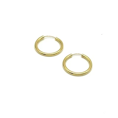 18K Yellow Gold Hoop Earrings • Classic Gold Hoops • Italian Gold Hoops - Image 1 of 4