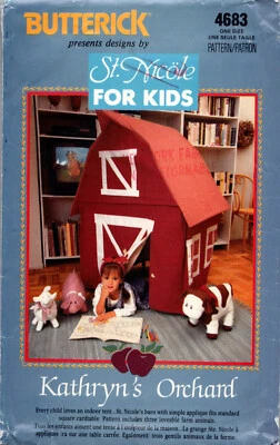 OOP Butterick 4683 Playhouse Tent Barn Card Table Pig Cow Lamb Sewing Pattern - Image 1 of 2