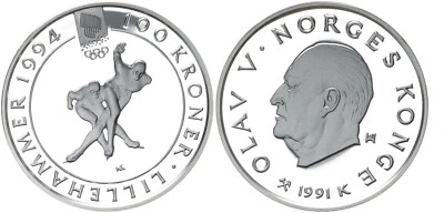 Norway 100 And 50 Kroner 1994 Kroner Speed Skating, Child Skiing 100746 - Image 1 of 4