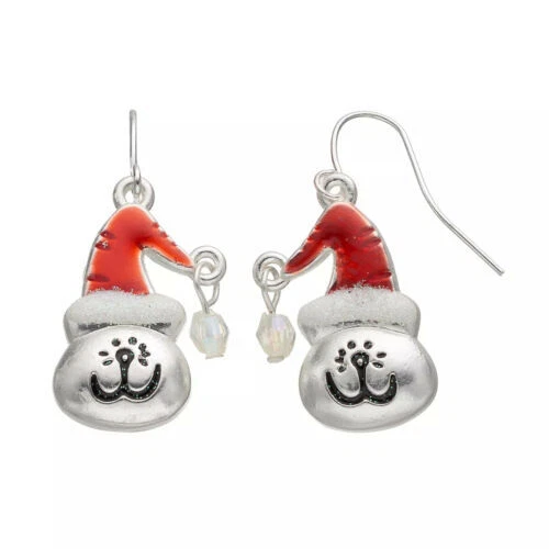 Kohl's Women's Christmas French Wire Drop Earrings Cats W Holiday Hats New - Image 1 of 1