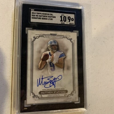 2013 Topps Museum Matt MATTHEW STAFFORD OnCard Auto SGC MINT 9/10 FOTL #001/130! - Image 1 of 4