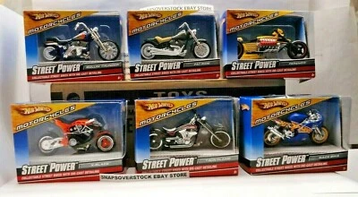 2008 HOT WHEELS MOTORCYCLES STREET POWER COMPLETE SET OF 6, RARE & VHTF - Image 1 of 4