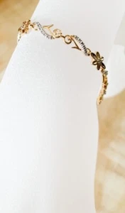 GORGEOUS GENUINE DIAMOND & DIAMOND ACCENTED 18K GOLD VERMEIL BRACELET 7.5" NE!! - Picture 1 of 8