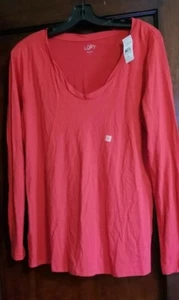 Ann Taylor Loft Red Long Sleeve T-Shirt Large - Picture 1 of 4