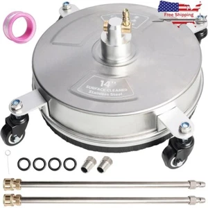 14" Pressure Washer Surface Cleaner 4000PSI Stainless Steel 4 Wheels FNPT MNPT - Picture 1 of 7