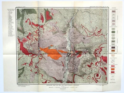 1899 Geological Map – Rico Mountains Colorado – Plate XXII – Original Antique - Image 1 of 3