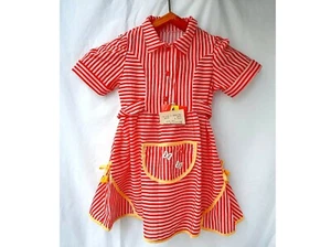 Abito bambina NOS vintage bianco righe rosse 2 anni retrò estate moda anni 90  - Foto 1 di 7