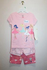 CARTER'S GIRLS PAJAMA SET COMBO 3 PCS T-SHIRT PANTS SHORTS BALLERINAS SIZE 18M - Picture 1 of 4