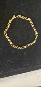 14kgp Figaro Bracelet Preowned. A Beauty! - Picture 1 of 9