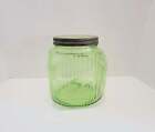 Vintage Green Hoosier Depression Glass Coffee Cookie Jar
