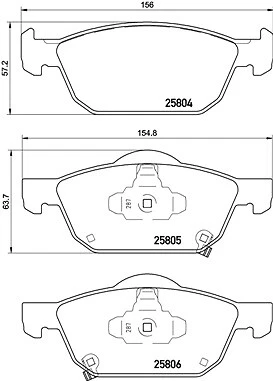 BRAKE PAD SET, DISC BRAKE BREMBO P 28 076X FRONT AXLE FOR HONDA - Image 1 of 3