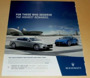 MASERATI QUATTROPORTE & GHIBLI SPORTS CAR  ADVERTISEMENT HIGHEST REWARDS - Picture 1 of 1