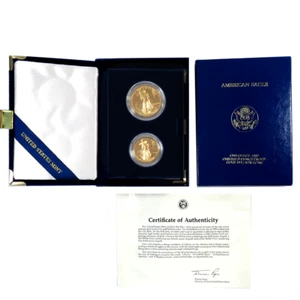 1987 Proof American Gold Eagle 2pc Set Box, OGP &amp; COA - Picture 1 of 5