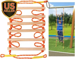 8.5Ft Wooden Rope Ladder for Kids, Climbing Ladders for Backyard Playset, Nin... - Picture 1 of 1
