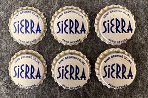 SIERRA BEER Reno Brewing Company Vintage UNUSED Bottle Cap Lot 6 Cork Back Caps - Picture 1 of 9