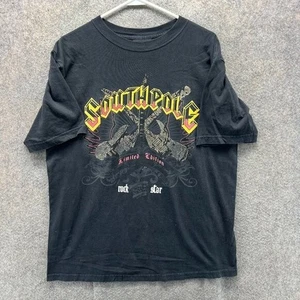 Vintage Southpole Shirt Mens Large Black Rockstar Graphic Tee USA Streetwear - Picture 1 of 11