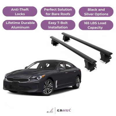 Barras transversales de techo ERKUL para KIA STINGER 2018-2023 techo desnudo aluminio negro Foto 1 de 4