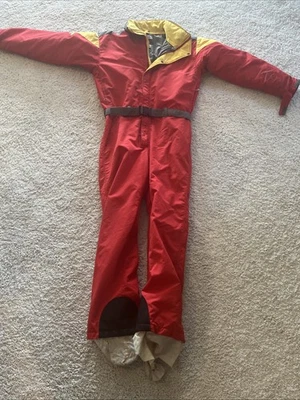 Винтажный North Face экстремальный лыж костюм M желтый красный комбинезон классический комбинезон Gore-Tex - Изображение 1 из 4