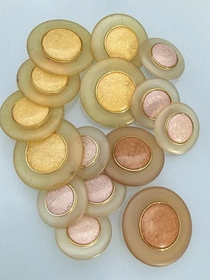 "Lote 15 botones de plástico vintage - colores pastel mármol pálido - 1-3/8"" a 7/8" Foto 1 de 2