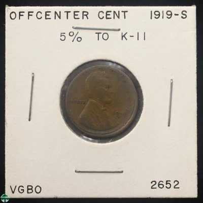 1919-S Lincoln Wheat Cent - 5% Off Center strike - Railroad Rim - Image 1 of 4