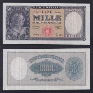 Banconota Italia 1000 lire 1949 P.-88b SPL/XF - Picture 1 of 1