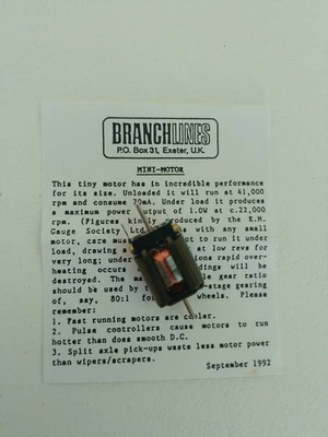 Branchlines Tenshodo Mini Motor 12v Five Pole Very Small TT OO9 2FS N Gauge