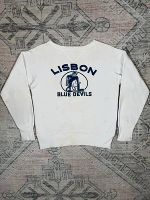 Sudadera True Vintage Años 50/60 Single V Lisbon Blue Devils Mediana 21x23,5 Sudor Foto 1 de 4