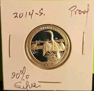 2014 S Everglades National Park ATB Quarter Dolla SILVER Proof Whacky SpoonbillA - Picture 1 of 3