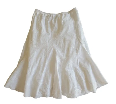 JKLA embroidered lined white on white swirl skirt 100% cotton M - Image 1 of 4