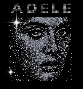 IRON ON Large ADELE Sparkling Rhinestone Diamonte Transfer Motif Hotfix Music - Picture 1 of 3