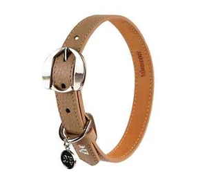 Moshiqa Hachiko Leather Dog Collar Small (Dark Beige) - Picture 1 of 8