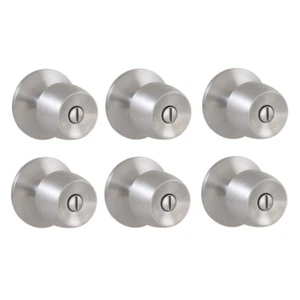 Privacy Door Knobs Contractor Pack Stainless Steel Bed and Bath (6-Piece) NEW - Picture 1 of 12