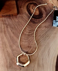 Dkny Gold-Tone Artistic Hexagon Pendant Necklace, 16" + 3" Extender - Gold - Picture 1 of 3