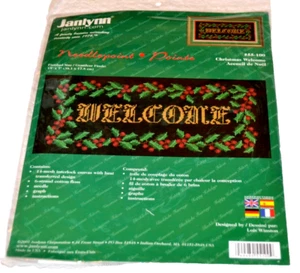 Needlepoint Kit CHRISTMAS WELCOME #55-100 NIP JANLYNN 2001 15" x 7" HOLIDAY - Picture 1 of 2