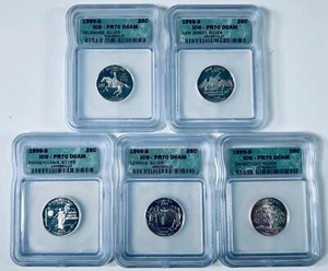 1999-S SILVER Proof State Quarter 5-Coin Set - ICG PR70 DCAM - with Delaware - Picture 1 of 2