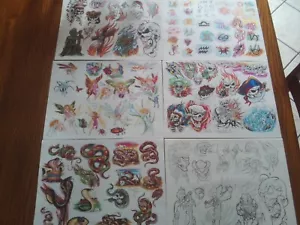 Tattoo Flash Michael Fitts 11 x 14 ,5 colored not laminated, with L/D 1995 - Picture 1 of 1