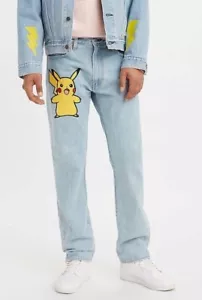 Levi's x Pokemon 551 Z Men's AUTHENTIC STRAIGHT Jeans Pikachu Pokémon Blue 31x30 - Picture 1 of 20