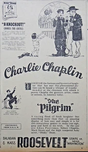 1923 Newspaper Page - Chicago Theater Ad, Charlie Chaplin "The PIlgrim" - Picture 1 of 2