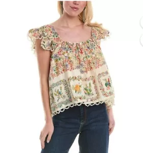 Blusa Top Anthropologie M NUEVA CON ETIQUETAS $170 FARM RIO Delicada Bufandas Bosque Emboderadas - Imagen 1 de 22