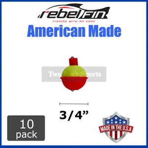 10-PACK - 3/4" .75 inch - ROUND Orange & Yellow Fishing BOBBERS Floats Corks - Picture 1 of 1