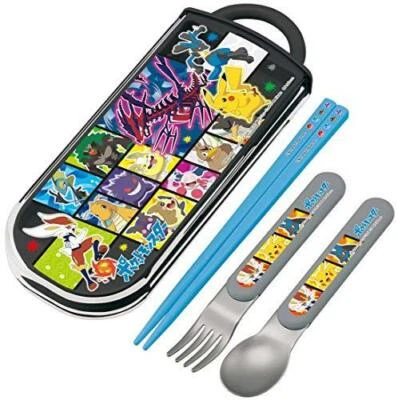 Pokemon Pikachu Trío Antibacterial Set Palillos Cuchara Tenedor de Jp 3714 Foto 1 de 4