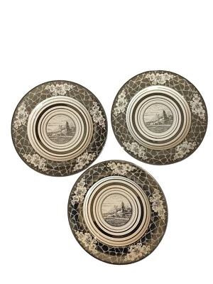 3 Mirrored Johnson Bros England Pareek Silver Platinum Luster Dinner Plates - Image 1 of 4