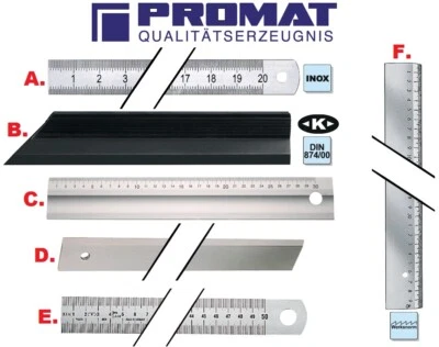 PROMAT Stahlmaßstab Werkstattlineal Haarlineal Maßstab Metall Maßstab ab 1,- !!! - Bild 1 von 3
