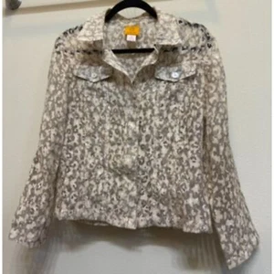 Ruby Road leopard print burnout light weight jacket Beige / Gray - SZ 10 - Picture 1 of 5