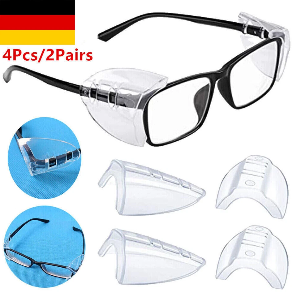 YANQUEENS 4 Stück Schutzbrillen-Seitenschutz Aufsteckbare, transparente Seitenschutze für-