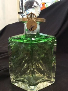 Moser Karlsbad Emerald Intaglio Cut Decanter with Stopper, Lock, and Key - Picture 1 of 12