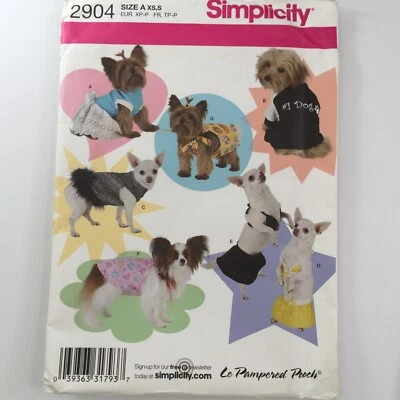 Simplicity 2904 Dog Puppy Pet Coat Jacket Dress Skirt Clothes New Uncut Pattern - Image 1 of 4