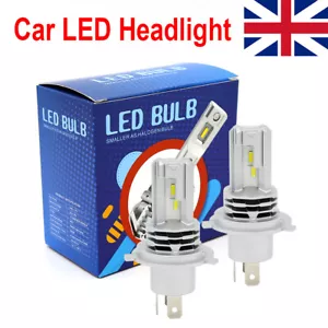 Pair H4 Cree Car LED Headlight Globes Bulbs Lamp Kit High Low Beam White 6500K - Picture 1 of 11