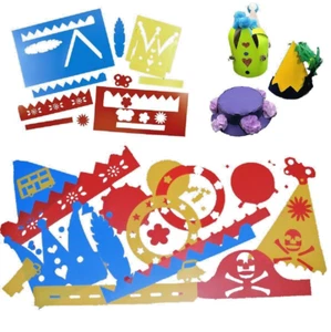 Plastic Stencils MYO Fancy Dress Party Hats Bonnets Crowns Pirate Witch Wizard - Picture 1 of 6