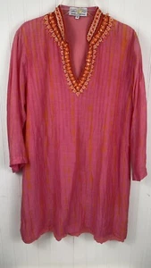 BELLA TU Mujer ROSA Y NARANJA CUELLO CON CUENTAS TÚNICA TOP Talla M - Imagen 1 de 12